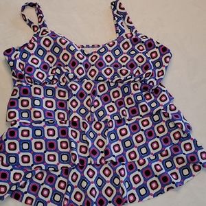 Swim Solutions Bust Support Tankini Swim Top, Size 18, ruffled swim top